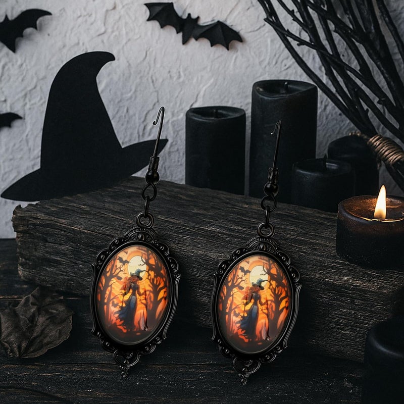 DAYANEY Halloween Earrings for Women as Goth Accessories, Gothic Witch Earring Vintage Costume Jewelry for Halloween Outfits, Devil Vampire Red Rose Earrings Raven Jewelry as Goth Gifts for Women - Image 4